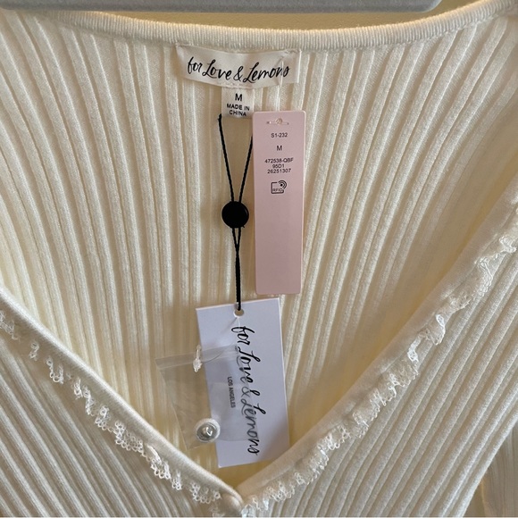 Lena rib knit Cardigan For Love and Lemons NWT white M Victoria secret - Picture 6 of 10